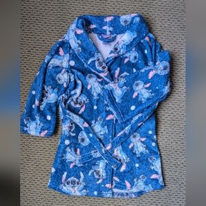 Kids Disney Stitch Blue/White Plush Fabric Robe. Unisex  Size XS (4/5)